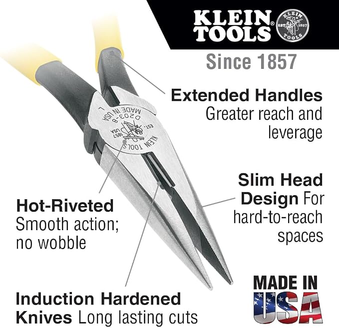 Klein Tools 8-Inch Glow-in-the-Dark Long Nose and Diagonal Cutting Pliers Bundle