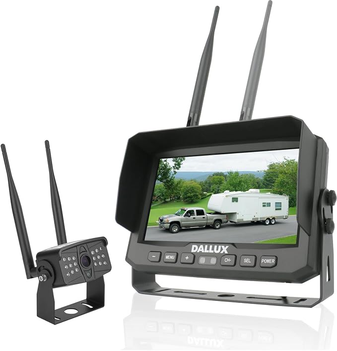 DALLUX Digital Wireless Backup Camera,7 inch DVR Monitor for Heavy Vehicle/5th Wheel Pickup/Truck/Trailer/Bus/Van/RV Camper/Agriculture with 1080P Stable Signal IP69K Reverse Rearview/Front Camera