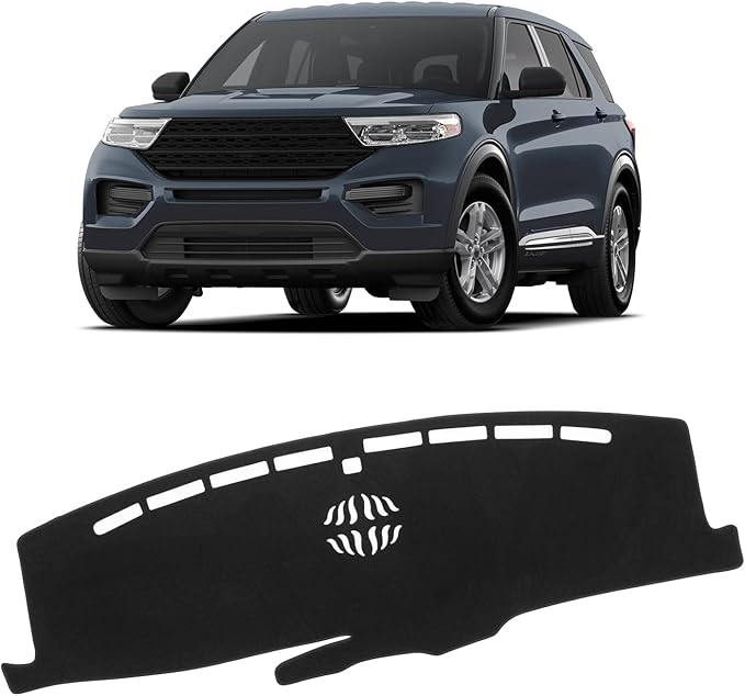KUST Black Dash Cover for Ford Explorer 2020-2025 2026 (XLT, Limited, ST, Platinum) (2025:Active, ST-Line, ST, Platinum) Dashboard Cover Polyester Non-Slip Car Accessories for Explorer No Glare