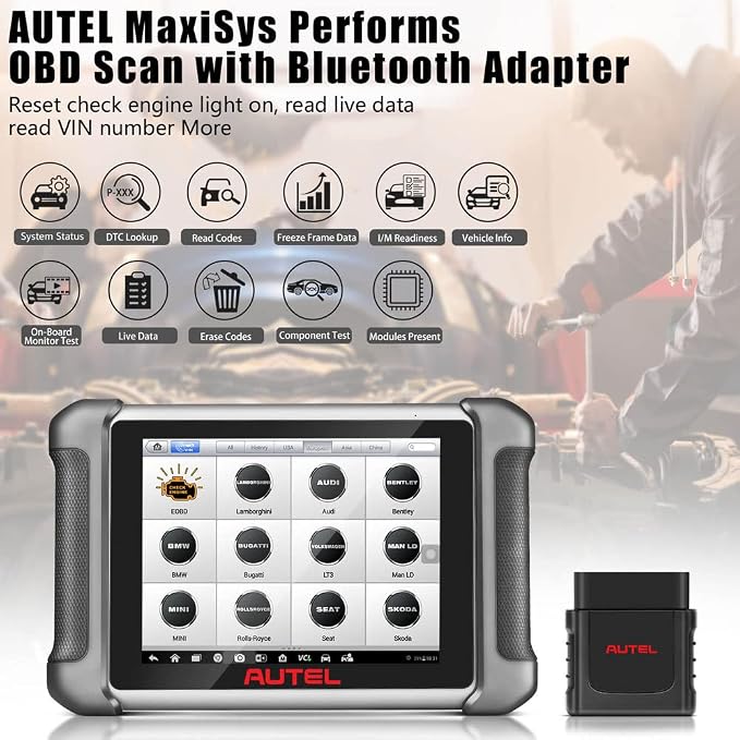 Autel MaxiSys MaxiVCI Mini Bluetooth Connector, Vehicle Communication Wireless Diagnostic Interface, Work for Autel Scanner MK808BT MK808TS MX808TS MP808TS TS608 PRO MK808Z-BT MK808K-BT MP808BT