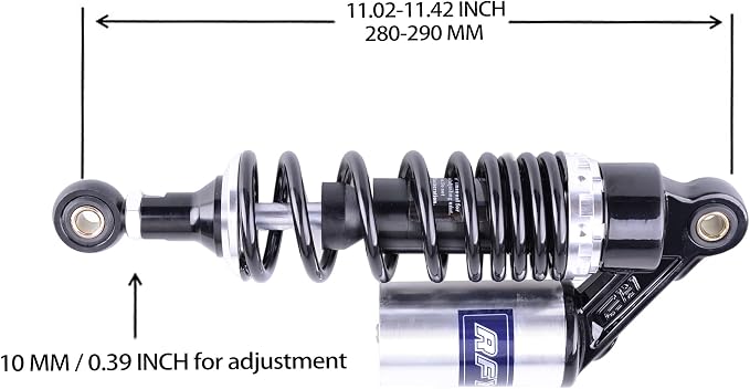 11 Inch 280mm Pair Motorcycle Shock Absorber Rear Suspension Universal Compatible for Honda Suzuki Yamaha Kawasaki ATV Go Kart Quad Dirt Sport Bikes (Black Silver)