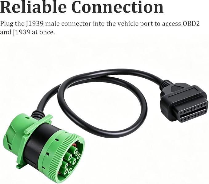 2pcs Green Type 2 J1939 Male and Female Pass-Through to OBD2 Cable for Freightliner Code Reader ELD Tracker (2)