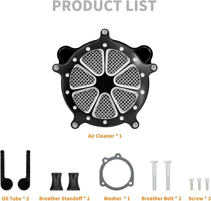 Motorcyle Air Cleaner Filter Fit for Harley Touring street glide road king electra tri trike Dyna Softail Sportster XL (B For Touring 00-07,Softail 00-15,Dyna 00-17)