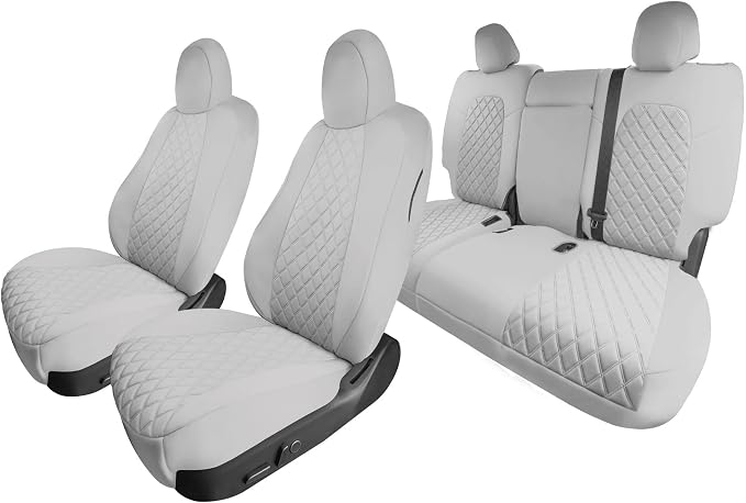 FH Group Custom Fit Car Seat Covers Specifically Made for 2020-2025 Tesla Model Y Ultraflex Neoprene Water Resistant Automotive Seat Covers - Full Set Solid Gray