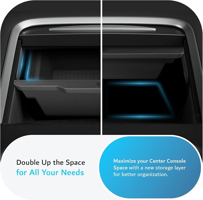 TUDIA Center Console Tray for Tesla Model 3 (2021-2023) / Model Y (2021-2024) + 2-in-1 Snap-On Tempered Glass 15" Screen Protector Case for Model 3 (2021–2023) & Model Y (2020–2024) Bundle Set