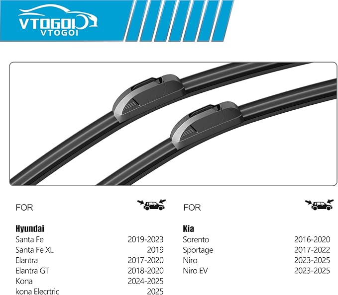 OEM Windshield Wiper Blades Replacement for Kia Sportage 2017-2022 Sorento 2016-2020 Hyundai Santa Fe 2019-2023, All Weather Original Factory Quality Front & Rear Wipers Set 26"+16"+11" (Pack of 3)