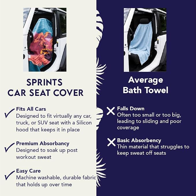 Sprints Athletic Running Towel, Full-Sized, Car Seat Cover - Performance Microfiber (Yosemite)