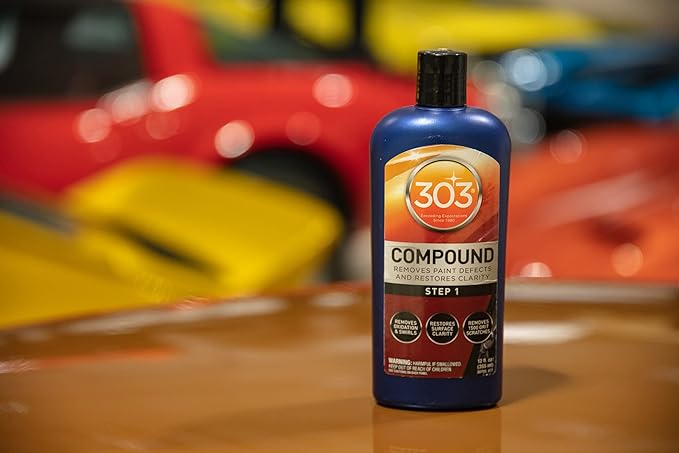 303 Products Compound - Removes Paint Defects and Restores Clarity - Removes Oxidation and Swirls - Restores Surface Clarity - Removes 1500 Grit Scratches (Step 1), 12 fl. oz. (30705)