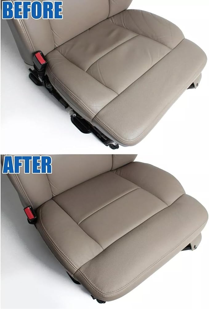 SecosAutoparts Driver & Passenger Side Bottom & Top Lean Back Leather Seat Covers Beige Tan Compatible with Ford F-150 Lariat XL XLT STX 2005 2006 2007 2008