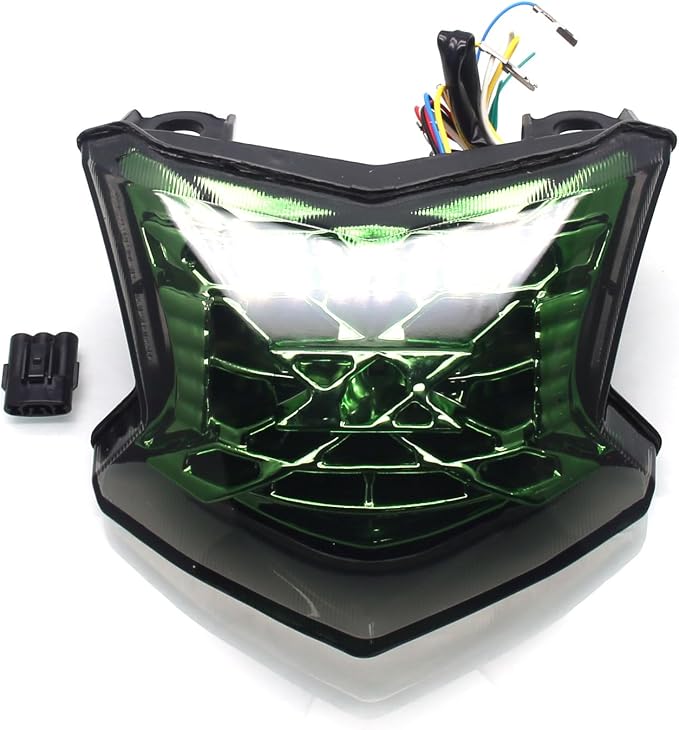 MZS Motorcycle Tail Light, LED Integrated Turn Signal Blinker Green Lens Compatible with Z900 2017-2024 / Z650 2017-2019 / EX 650 EX650 ER6F 2017-2019 / ZH2 2020-2024
