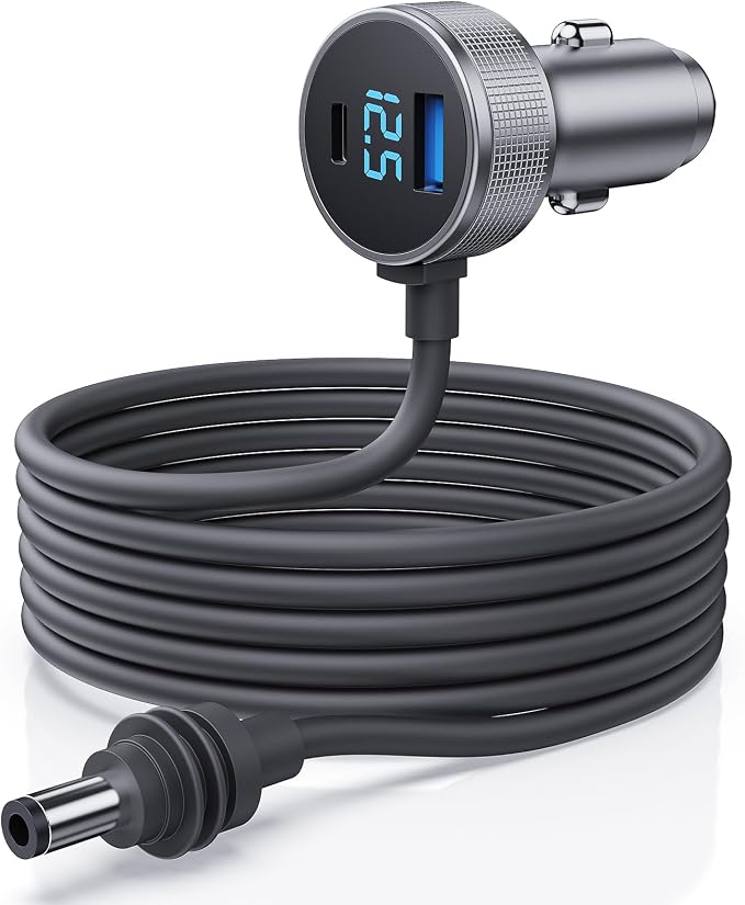 Starlink Mini Cable, 3 in 1 Starlink Mini Car Charger DC Power Cable+ Cigarette Lighter Adapter 12V-48V with Digital Display, Durable USB C PD 40W and USB A 35W Ports for Trucks and Cars (10FT)