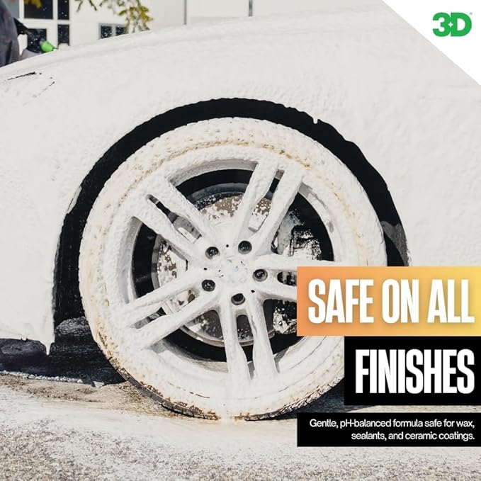 3D Ultimate Wash - 1 Gallon - pH Neutral Car Wash Soap with Ultra Foam, Scratch-Free, High-Foaming Shampoo for Paint Protection, Safe for All Finishes