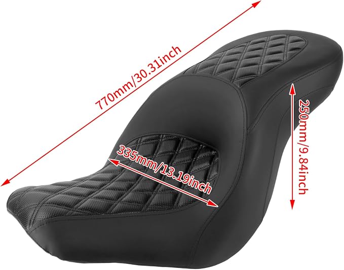 Motorcycle One-piece Seat Driver& Passenger Seat Fit for Harley Softail Low Rider FXLR FXLRS FXLRST 2018-later (#1 Seat-Rhombus)