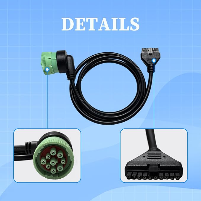 J1939 9 Pin Green to 10 Pin Diagnostic Cable,Compliant ECM w/DOT, Compatible with PT30 ELD Logbook for Freightliner, Kenworth, Peterbilt,Westernstar Trucks,Work with ELD Devices for Truckers