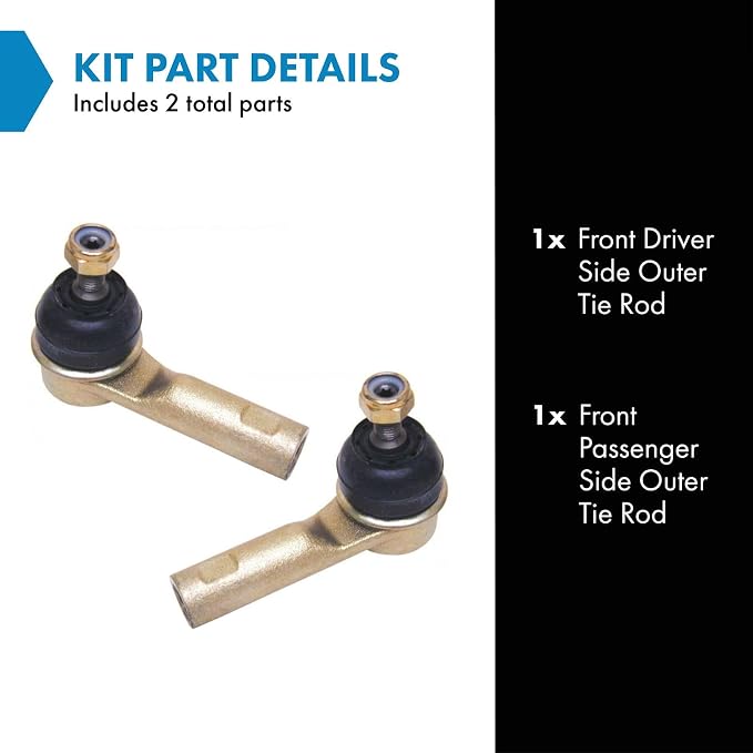 TRQ Front Outer Tie Rod Set 2 Piece Compatible with 2001-2003 Volvo S40 01-04 V40