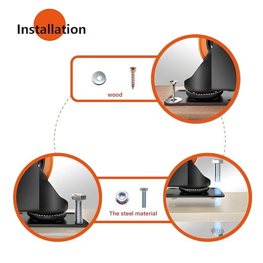 5" Swivel Plate Casters Set of 4 Heavy Duty 1400 lbs | Orange PU, Non-Marking, Quiet. 1400 Lbs/4 Casters. No Brake - Continuous Rolling. Black Rustproof Bracket. Workshop, Garage