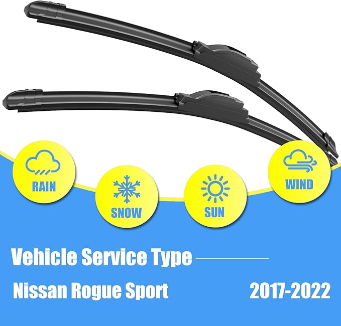 Gavimnal® 28"+18"+12" Silicone Wiper Blades Replacement For Nissan Rogue Sport 2017-2022,All-Season Front Rear Windshield Wiper Blades(Set of 3)