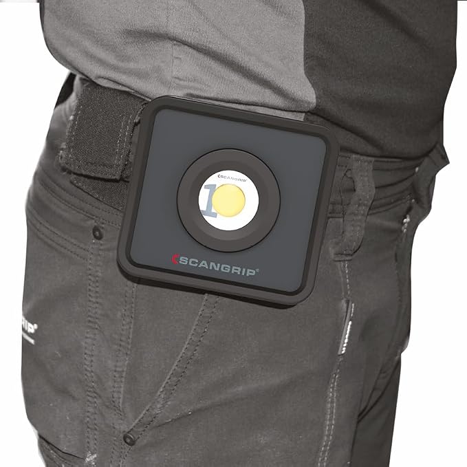 SCANGRIP NOVA MINI, Rechargeable Handheld COB LED Floodlight, 1000 Lumen, Ergonomic SMART GRIP 4-in-1 system, Compact, Strong Built-in Magnet, Belt Clip, Stepless Dimmer, Waterproof (IP65)