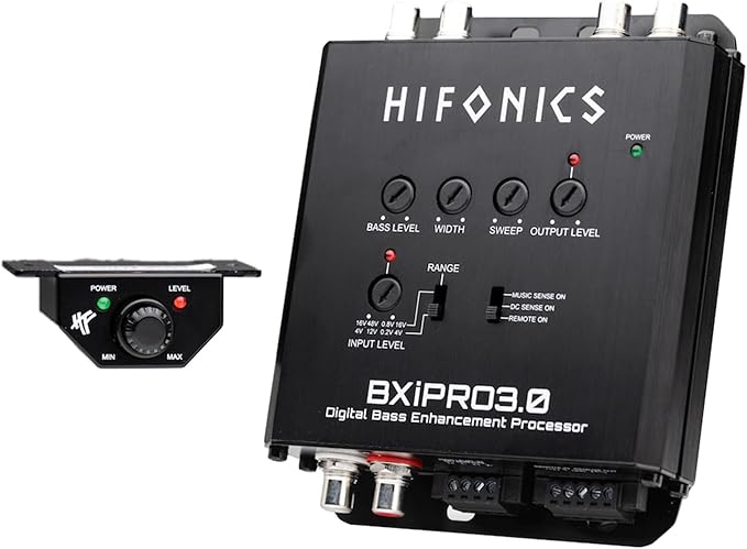 Hifonics BXIPRO3.0 Bass Enhancer, Digital Processor with Dash Mount Remote Control, Integration with Any Vehicle for Upgraded Subwoofer System, Black