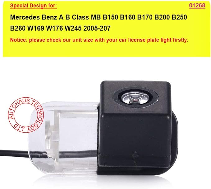 HD Waterproof Car Rear View Backup Camera Vehicle-Specific License Plate Light Reverse Camera, Parking Safety Assistant System Night Vision, for Mercedes B200 A /W169 B Klasse Class T245 CAR