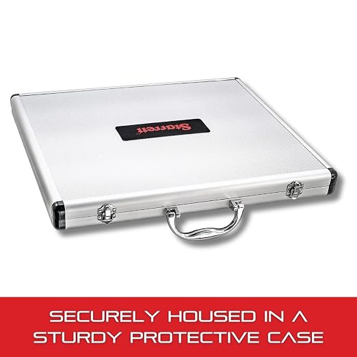 Starrett Outside Micrometer Set with Ratchet Stop, Ring-Type Knurled Lock Nut and Satin Chrome Finish - Quick and Easy Adjustment, 0-4" Set Range, .0001" Graduations - ST444.1BXRLZ