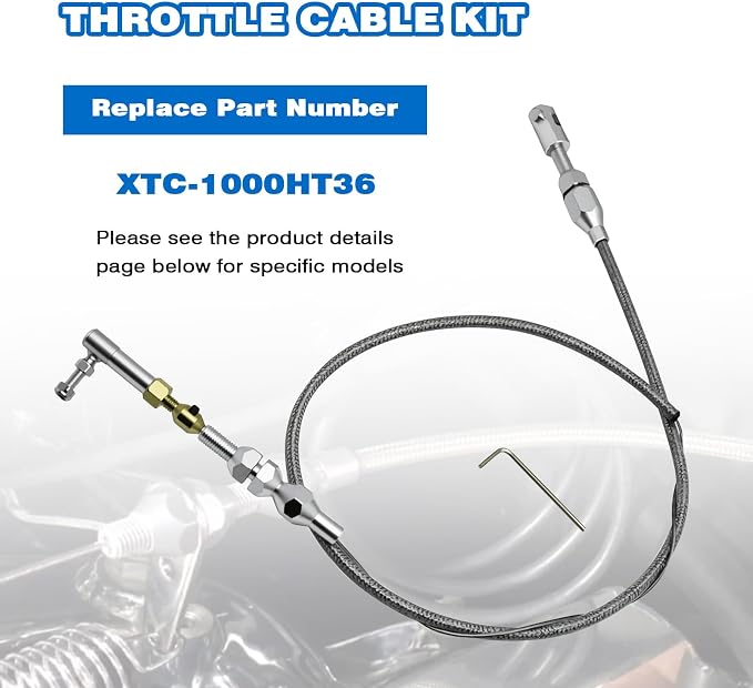Throttle Cable Kit Compatible With Lokar Steel Wire Black Fitting Aluminum Ferrule Replace for XTC-1000HT36
