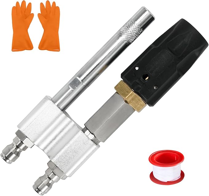 2-in-1 Downstream Soft Wash Nozzle, Adjustable Shooter Tip M5 Twist Nozzle, 0-60° Spray Pattern with 1/4" Quick Connect for 3-7 GPM 1700-6000 PSI Pressure Washer