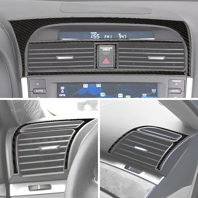 AeroBon TL Real Carbon Fiber Interior Trim Overlay Compatible with 2004-2008 Acura TL, 6-Piece AC Air Vent Outlet Cover Set