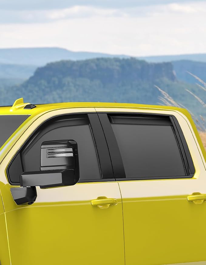 in-Channel Window Rain Guards Fit for Chevy Silverado/GMC Sierra 2500HD/3500HD 2020-2026 Crew Cab, Extra Durable Window Deflectors Vent Visors Truck Vent Shades Exterior Car Accessories