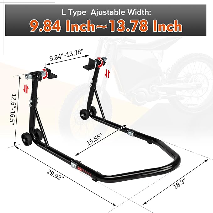 Donext Motorcycle Stand 850LB Adjustable Sport Bike Rear Wheel Lift Swingarm Paddock Stands Black, 5 Adjustable Heights, L
