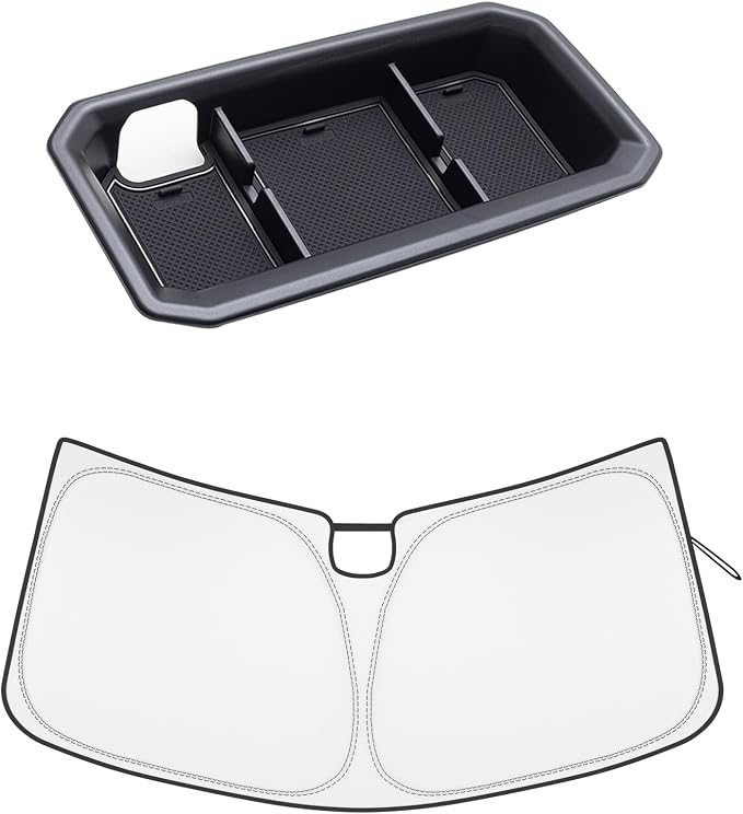 JDMCAR Dashboard Tray and Windshield Sun Shade Compatible with Toyota Tundra Accessories 2022 2023 2024