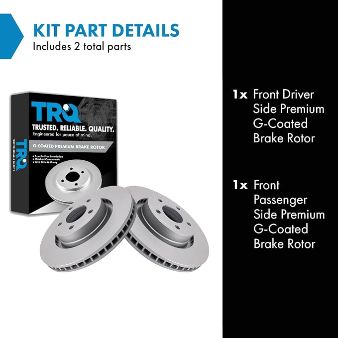 TRQ Front Brake Rotor Set G Coated Vented Compatible with 2015-2020 Ford Mustang
