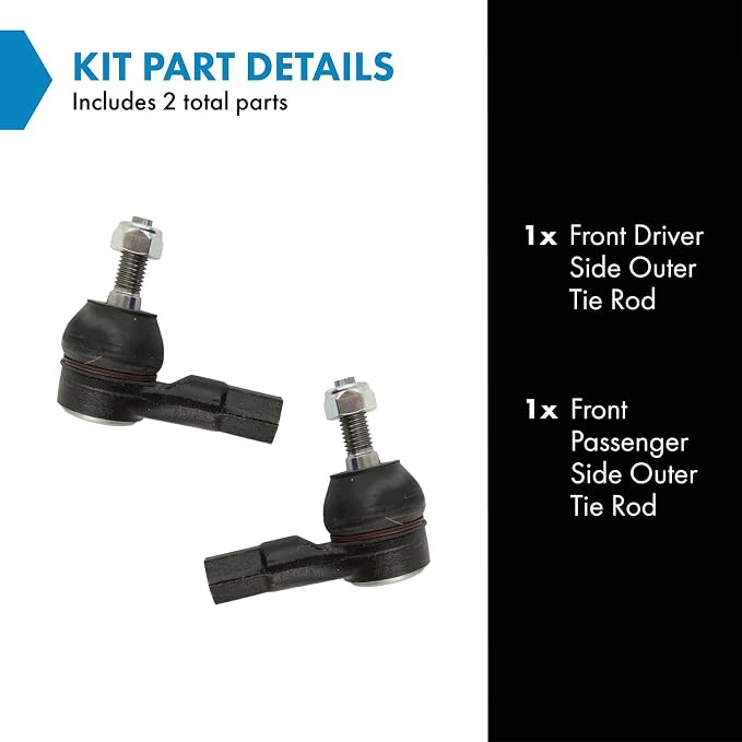TRQ Outer Driver and Passenger Side Tie Rod Set 2 Piece Compatible with 2012-2020 Chevrolet Sonic