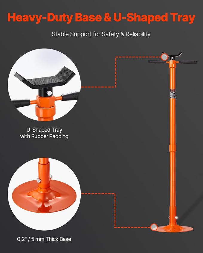 VEVOR Underhoist Support Stand, 3/4 Ton (1653 lbs) Capacity Under Hoist Jack Stand with Two Wheels, Lifting from 51.97" to 80", Bearing Mounted Spin Handle, Foot Pedal, Support Vehicle Components