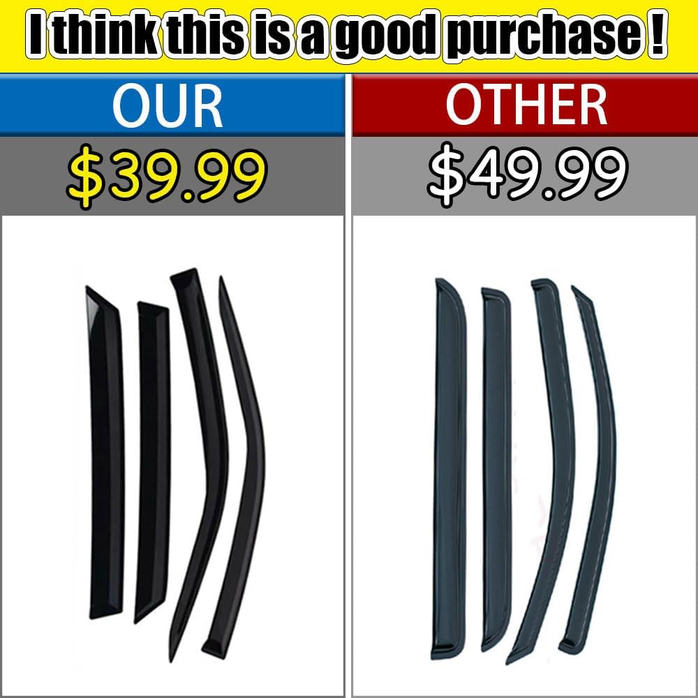 Rain Guards for Jeep Wrangler JK 2007-2018, in-Channel Side Window Deflectors for Jeep Wrangler, Window Visors for Jeep Cars, for Jeep Car Accessories, 4 pcs