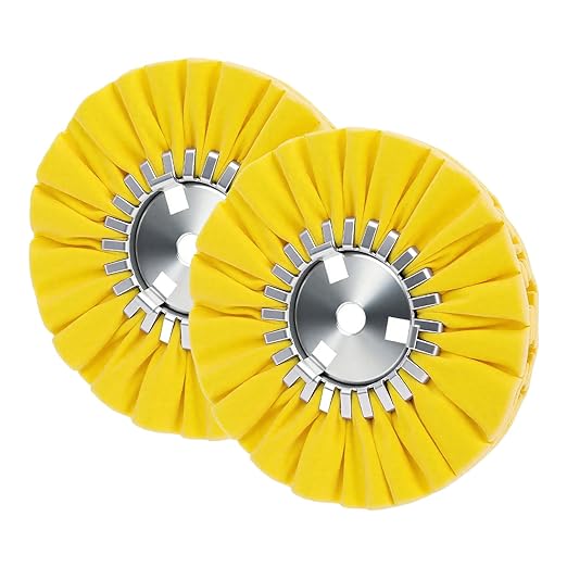 8" Yellow Airway Buffing Wheel 5/8'' Arbor Hole 12 Plys Hard Polishing for Angle Grinder,2 Pcs Polishing Wheels