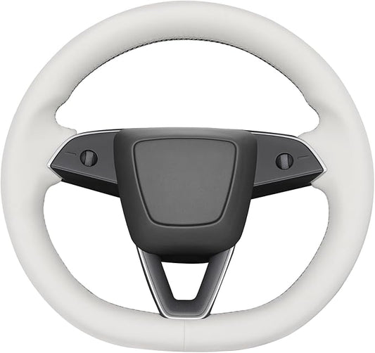 MEWANT DIY Stitching Real Leather Steering Wheel Cover Wrap for Tesla Model 3 Highland 2023-2025/Model Y 2025 Highland for Tesla Model 3/Model Y Accessories(3D Style)