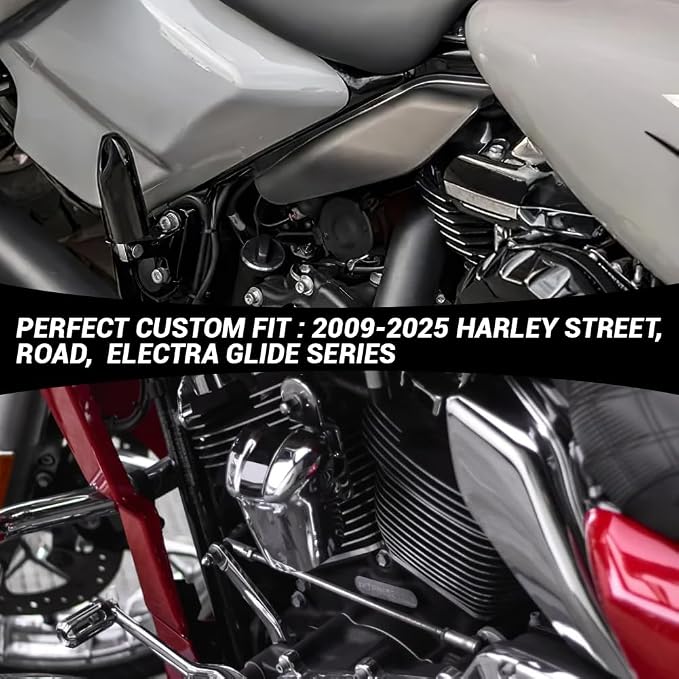 Color - Matched Mid Frame Air Deflectors Heat Shield, Perfectly Fit for Harley Touring Models 2009-2026 Vivid Black