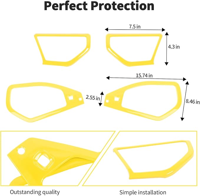 JWWY for Jeep JL Speaker Audio Player Trim Top & A Pillar Cover Trim for 2024-2025 Jeep Wrangler JL JLU & Gladiator JT 4xe Interior Accessories ABS 4PCS Yellow