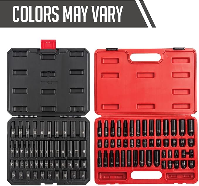 SUNEX TOOLS 1848,1/4 Inch Drive Master Impact Socket Set, 48-Piece, SAE/Metric,3/16 Inch-9/16-Inch,4mm-15mm, Standard/Deep,Cr-Mo Alloy Steel,Radius Corner Design, Heavy Duty Storage Case (Pack of 5)