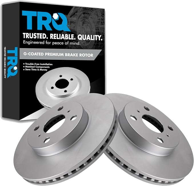 TRQ Front Brake Rotors Set Vented Premium G-Coated Compatible with 2013 Scion iQ 2012-2019 Toyota Prius C 2007-2018 Yaris