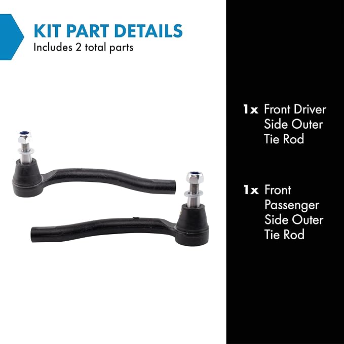 TRQ Outer Driver and Passenger Side Tie Rod Set 2 Piece Compatible with 2019-2022 Nissan Altima