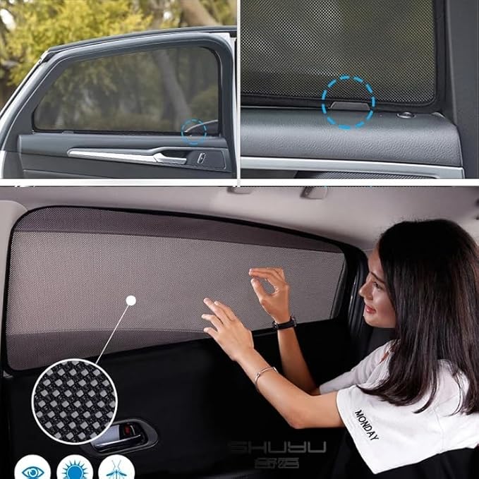 Custom Magnetic Mesh Sunshade for Mazda3 Sedan 2019-2025, Side, Rear & Port Windows Sun Blind for Baby Protection, UV/Heat Reduction,Privacy Shield