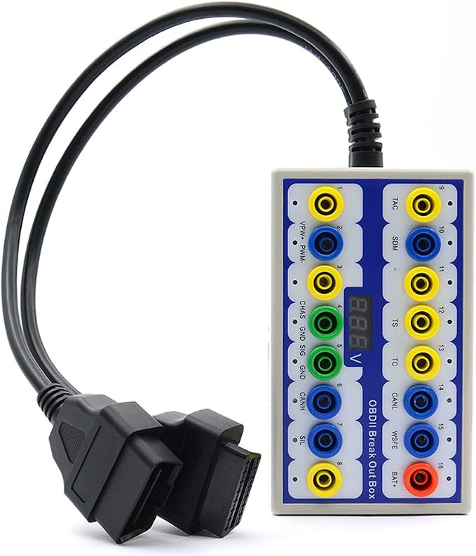 OBD 2 Breakout Box - OBD 2 Protocol Detector Tester Auto Car Tools Diagnostic Connector Breakout Box Detector Repair with Connection Cable