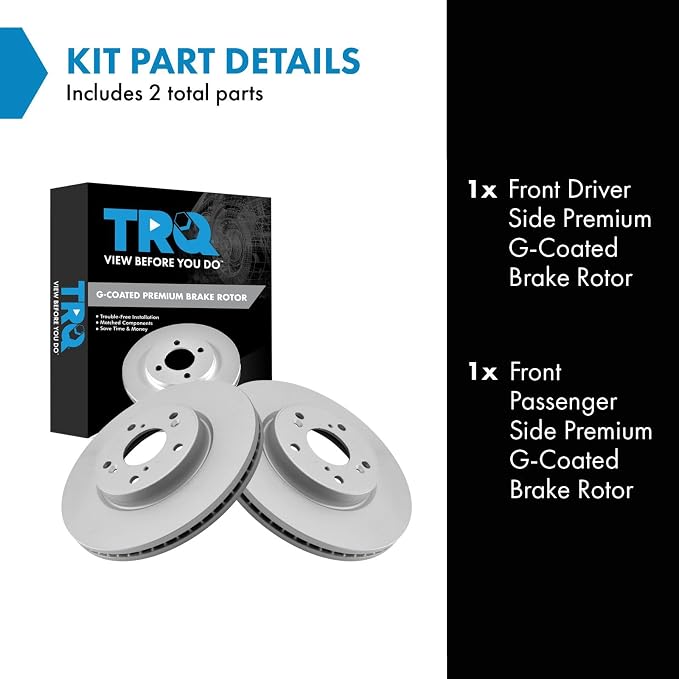 TRQ Front Brake Rotor Set G Coated Vented Compatible with 2013-2024 Honda Accord 2015 Civic 2016-2022 HR-V