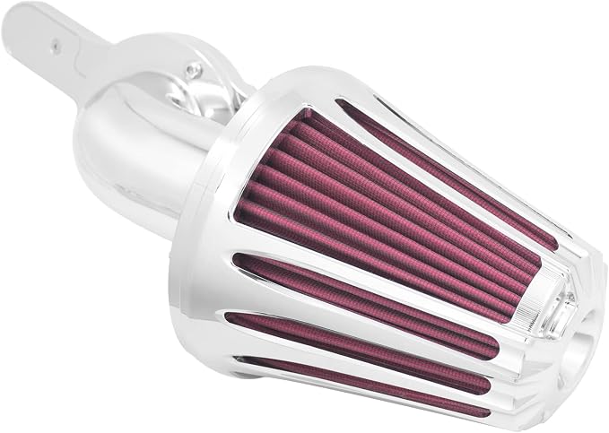Motorcyle Air Cleaner Filter CNC 90° Forward-Facing Kit Fit for Harley Softail Touring Trike Sportster XL Dyna (Chrome Housing Red Element, D For M8 Touring 17-23 Trike 17-25 Softail 18-24)