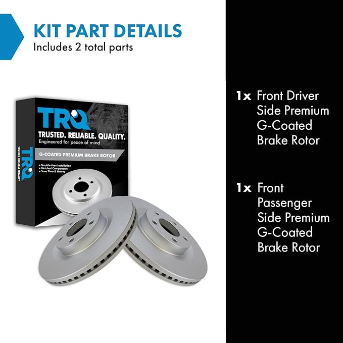 TRQ Front Brake Rotor Set G Coated Vented Compatible with 2007-2015 Ford Edge 2007-2015 Lincoln MKX