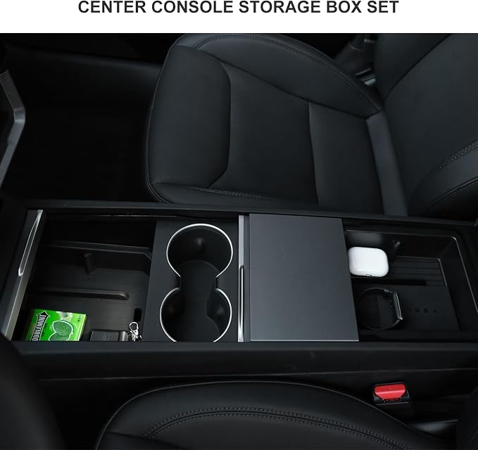 Jawjut Center Console Organizer Control Lower Bottom Storage Box 4PC Compatible with 2024 2025 Tesla Model 3 Highland