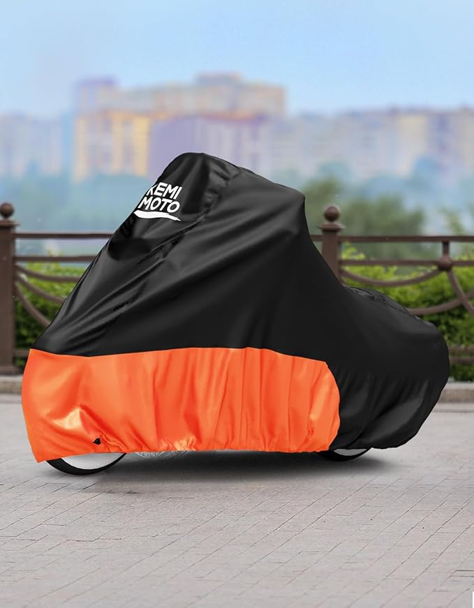 KEMIMOTO Heavy Duty 420D Motorcycle Cover Waterproof Compatible with Softail Dyna Models Standard Heritage Classic 114 Shadow Cruiser Cover Outdoor All Weather Protect from Dust Sunlight Rain
