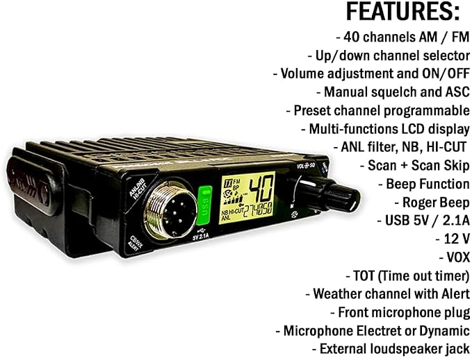 President Electronics Bill II FCC Ultra-Compact AM/FM CB Radio